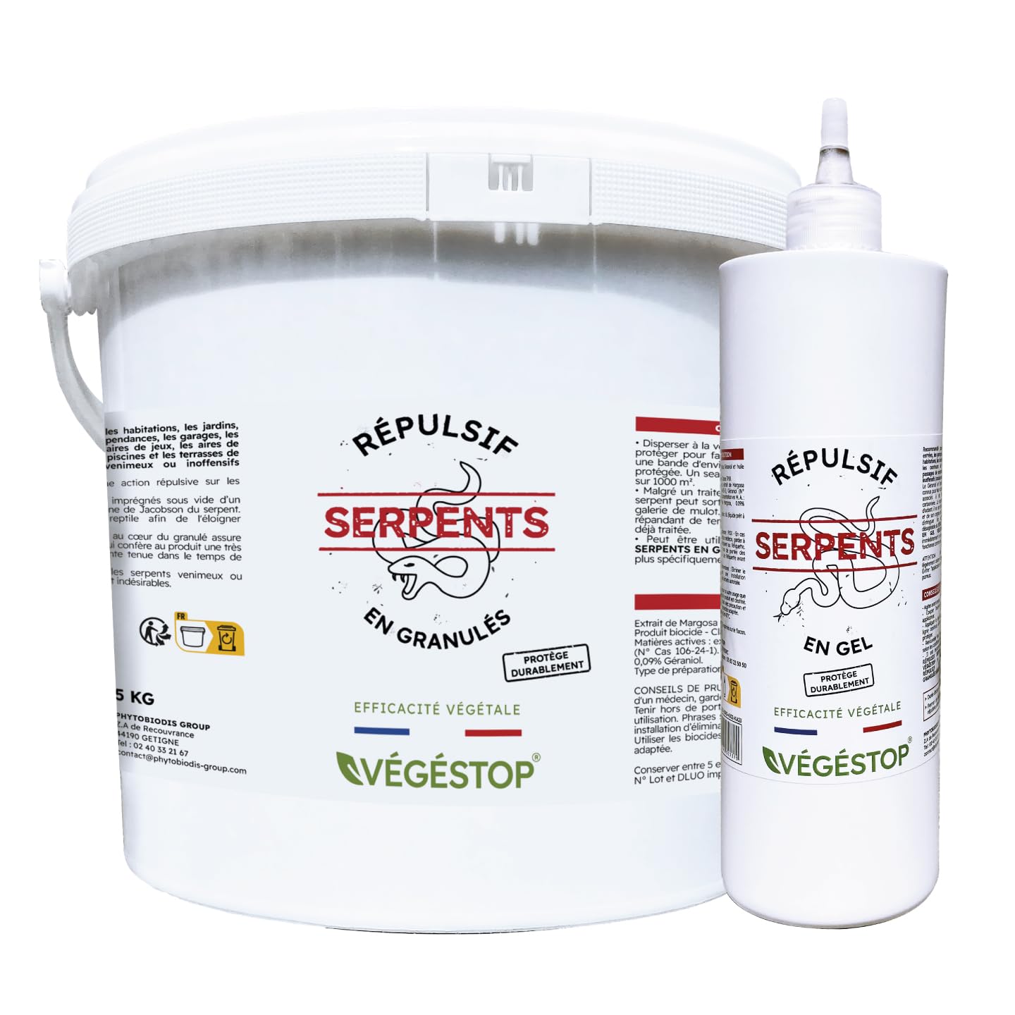 Pack Promo - Répulsif Serpents - Granulés 5 kg + Gel 500 ML - Protection MAXIMALE - Fait fuir Les Reptiles - Maison, Jardin, Piscine, terrasse