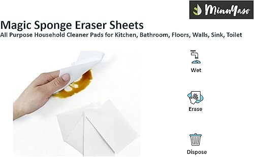 Miniatura 4 de Paquete de 100 hojas extra grandes – extra gruesas – Super duraderas de esponja mágica de 7.25 x 4.5 x 0.12 pulgadas | Almohadillas limpiadoras