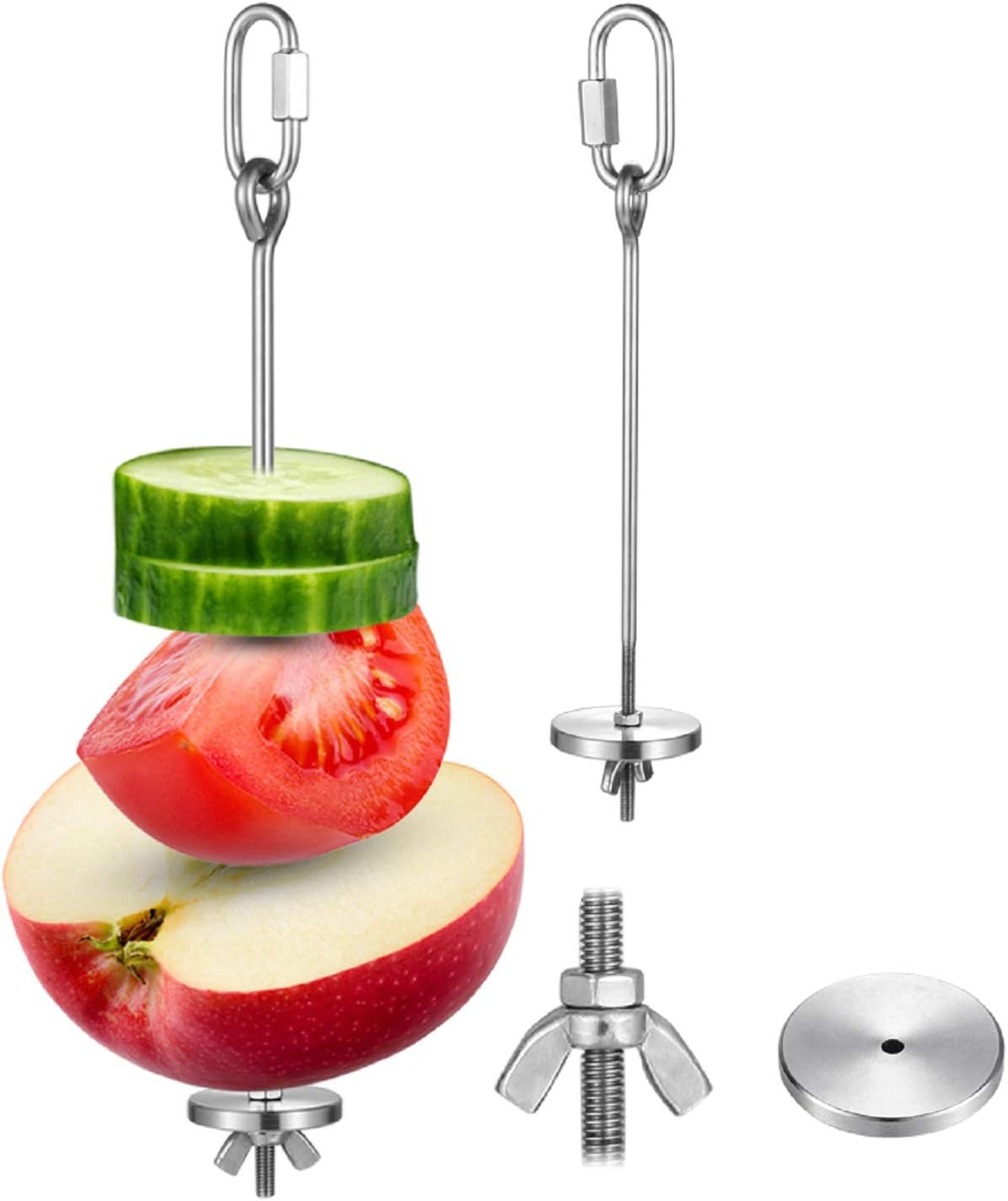 2 Pack Stainless Steel Parrot Fruit Vegetable Stick Holder 12 / 20 cmBird Skewers Foraging Toy Hanging Food Bird Treat Skewerfor Hens…