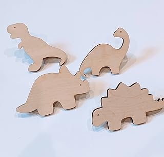 Set of 4 Dinosaur handles for children's furniture, T-Rex Wooden drawer pulls, dinosaur nursery decor, dino theme kids bedroom decor, Triceratops, Stegosaurus, T-Rex, Brontosaurus Drawer Pulls