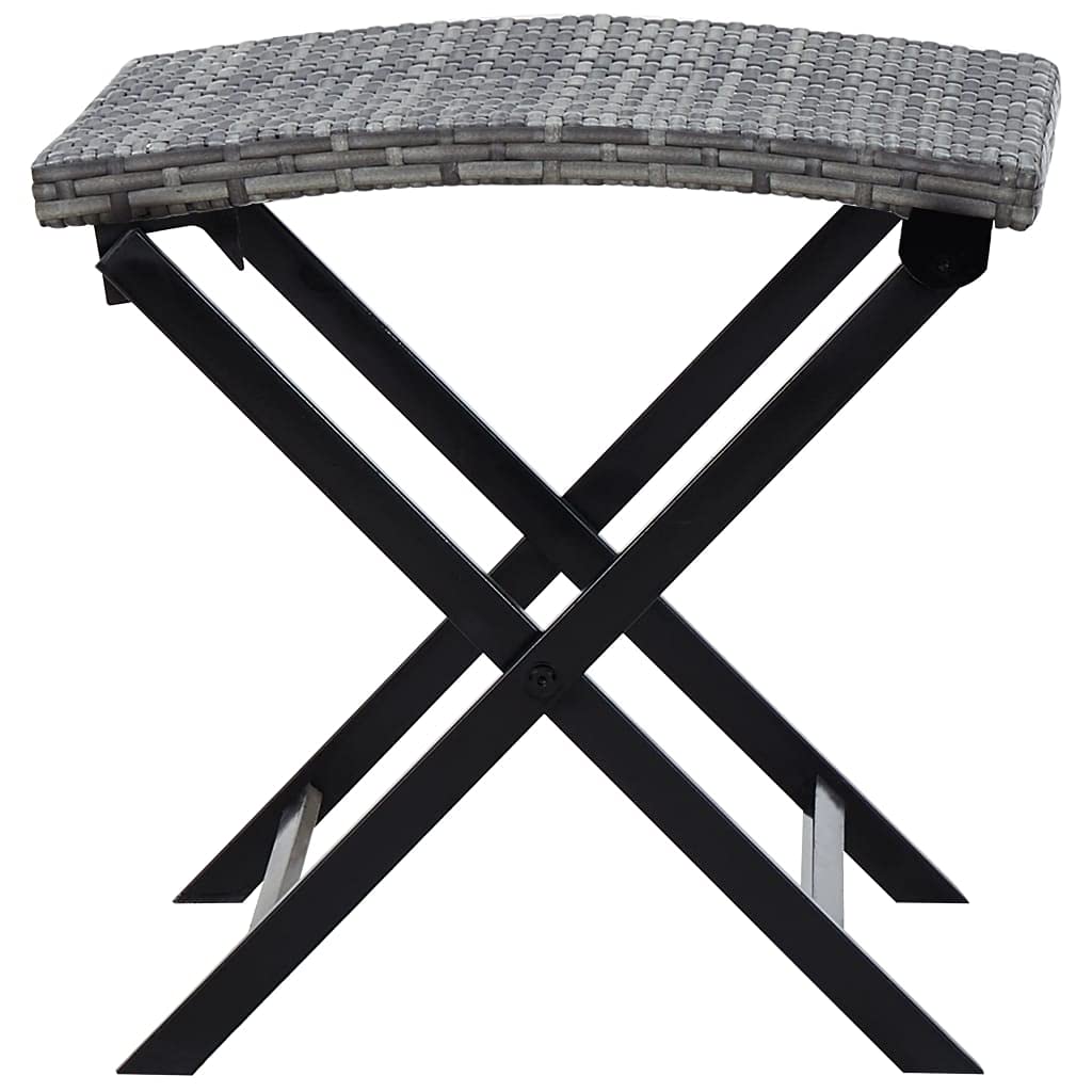 Leepesx Tabouret Pliable Résine tressée Gris Siège de Jardin Tabouret de Terrasse Repose-Pied de Patio Meuble de Balcon Extérieur