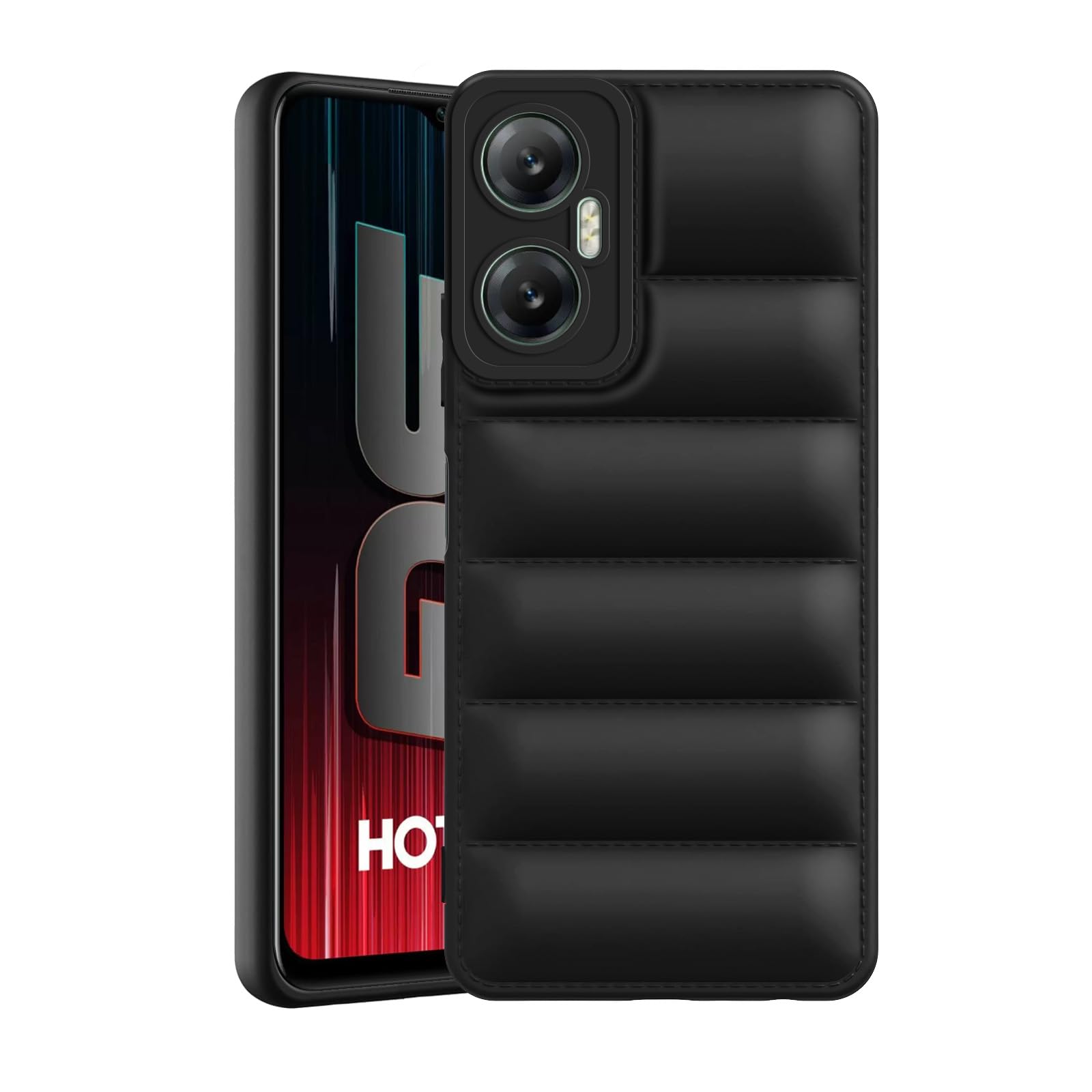 Amazon Brand - Solimo Rubber Puffer Case Camera Protection Soft Back Cover for Infinix Hot 20 5G-Black (B0CV54C8VT) Amazon Price History, Amazon Price Tracker