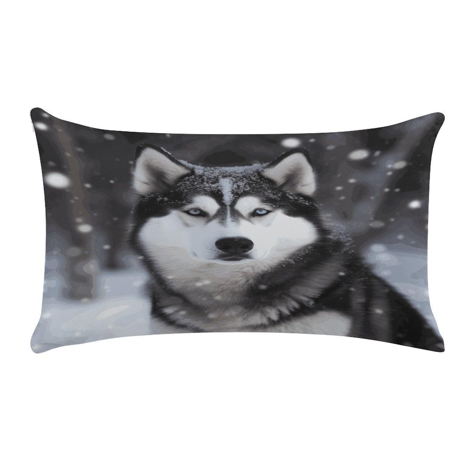 Husky in Snow Dog Pillow Cover Super Soft Pillowcase Luxury Cozy Fuzzy Velvet Pillow Shams Breathable Standard Pillow Cases with Zipper Wrinkle-Free Pillow Cover 12 "×20 "