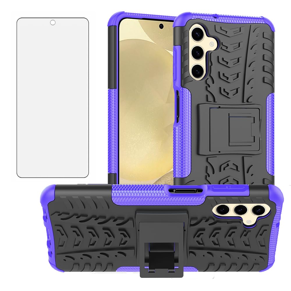 Asuwish Phone Case for Samsung Galaxy S24 5G with Tempered Glass Screen Protector and Slim Stand Hybrid Heavy Duty Rugged Protective Cell Cover S 24