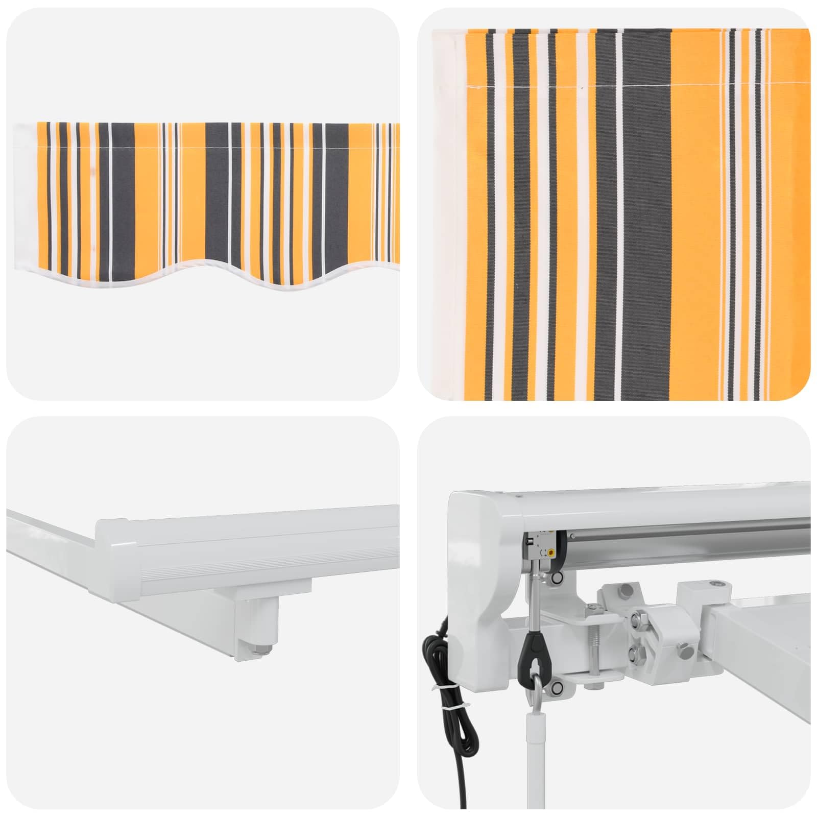 Toldo Retráctil Eléctrico 5 x 3 m, Poliéster PU | Mando a distancia y manivela, Marco de acero y aluminio, Montaje en pared, Diseño semi-cassette