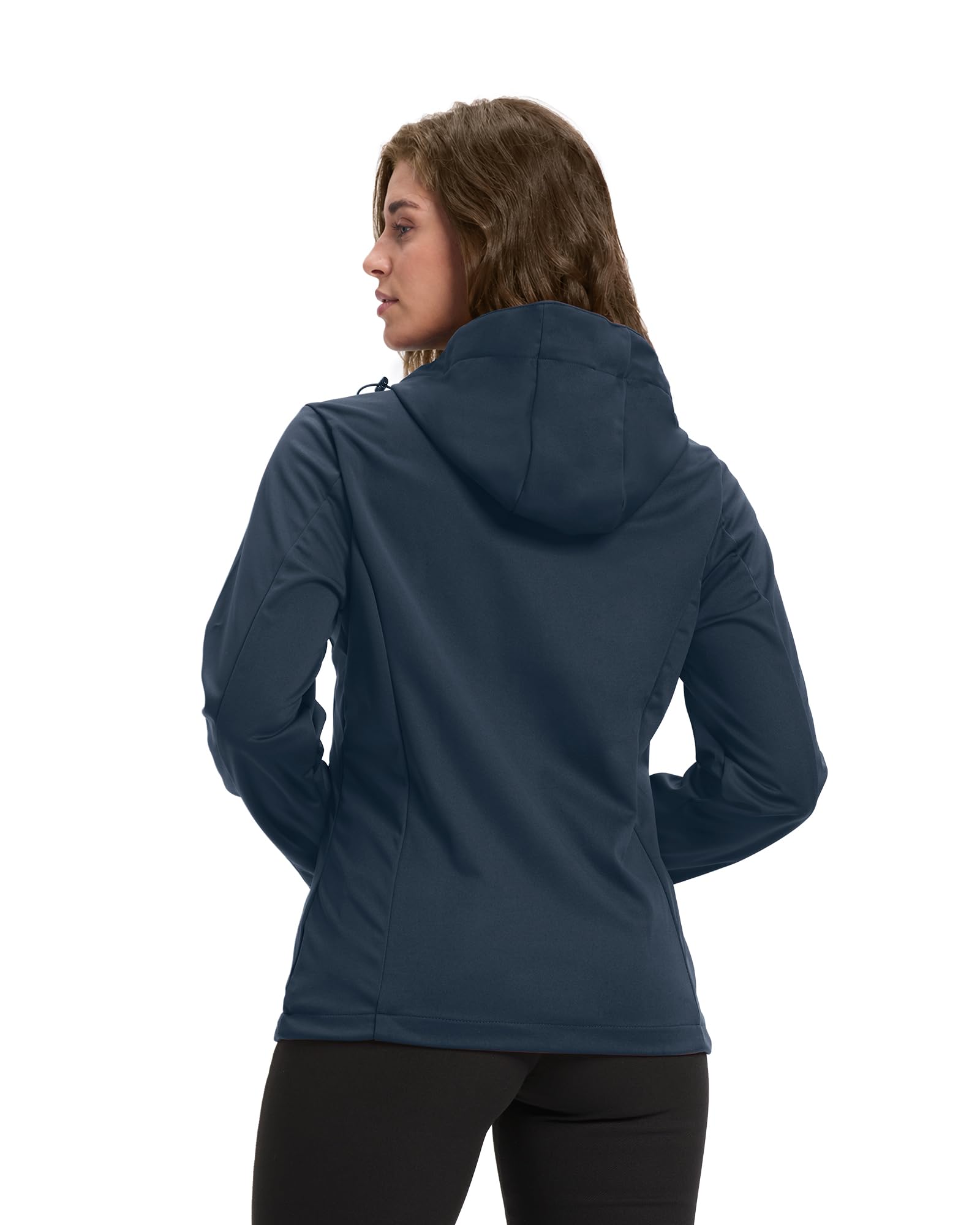 Outdoor Ventures Chaqueta softshell impermeable para mujer, chaqueta de entretiempo con capucha, ligera chaqueta deportiva para ciclismo, senderismo