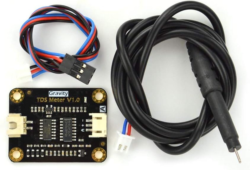 Gravity: Analog TDS Meter Sensor Kit for Arduino - 83cm Waterproof Probe with Anti-Polarization Design, 0-1000ppm ±10%, Water Quality Testing for Hydroponics/Aquarium/Home
