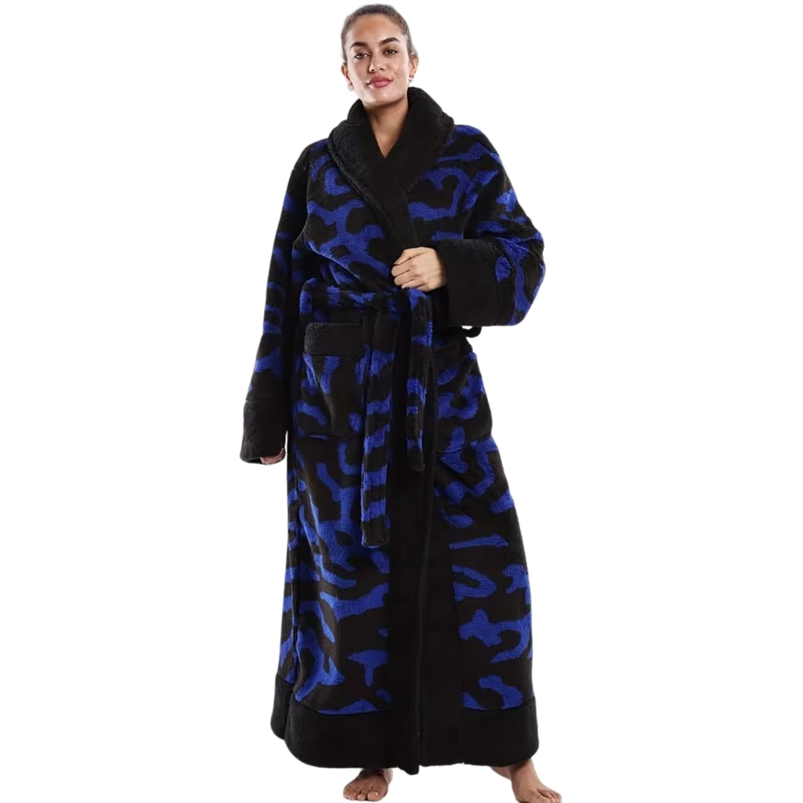 Surwin Albornoz Ducha Microfibra Mujer Hombre, Albornoz Largo con Cinturón Unisex Bata de Casa Invierno Talla Grande Bata de Baño Cálido Invierno para Adulto