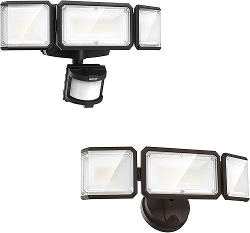 LEPOWER Luces de inundación al aire libre de la luz de inundación del LED con pilas de 1600LM 42W al aire libre para el garaje, patio, porche