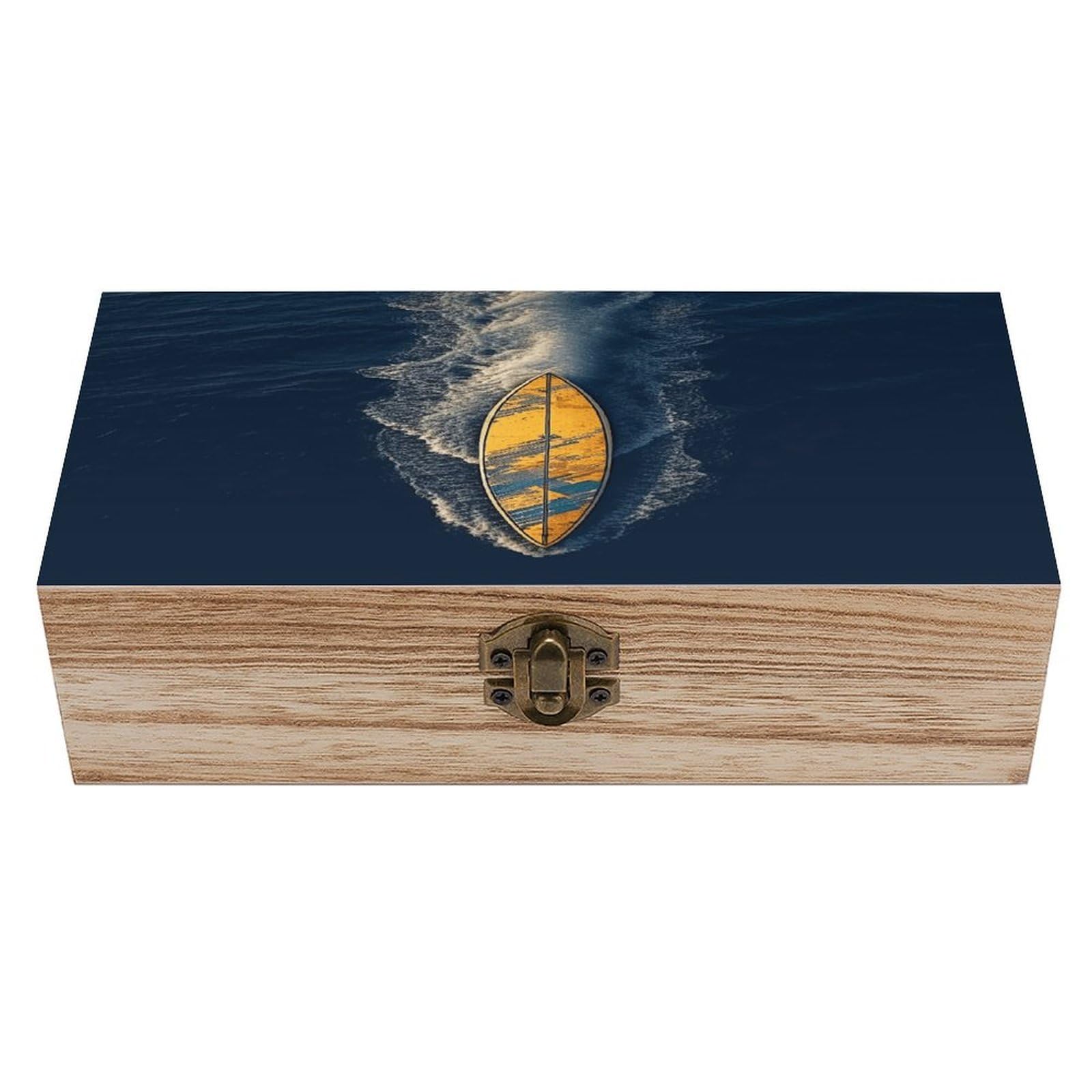 VstaDank Surfboard Wooden Storage Box Wooden Keepsake Box with Hinged Lid Exquisite Solid Wood Decorative Jewelry Case Memory Box for Jewelry Photos Letters Crafts Trinkets
