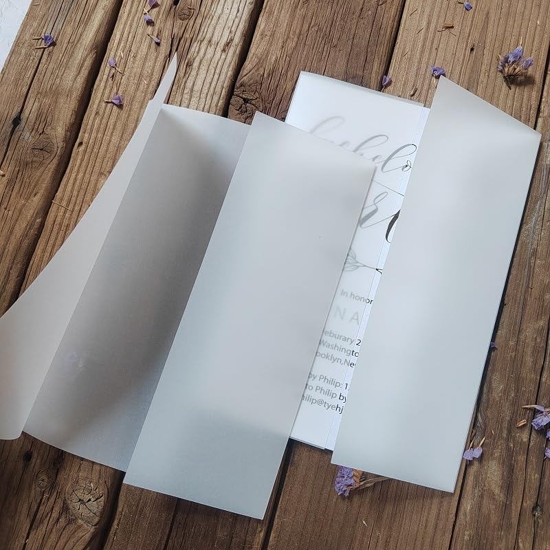 Transluzente Umschläge, Pergamenthüllen, 50 Stück transparente Einladungshüllen aus Pergamentumschlag im A5-Format, Pergamenthüllen, Pergamenthüllen for Hochzeitseinladungen, 160 g/m², Pergamentpapier