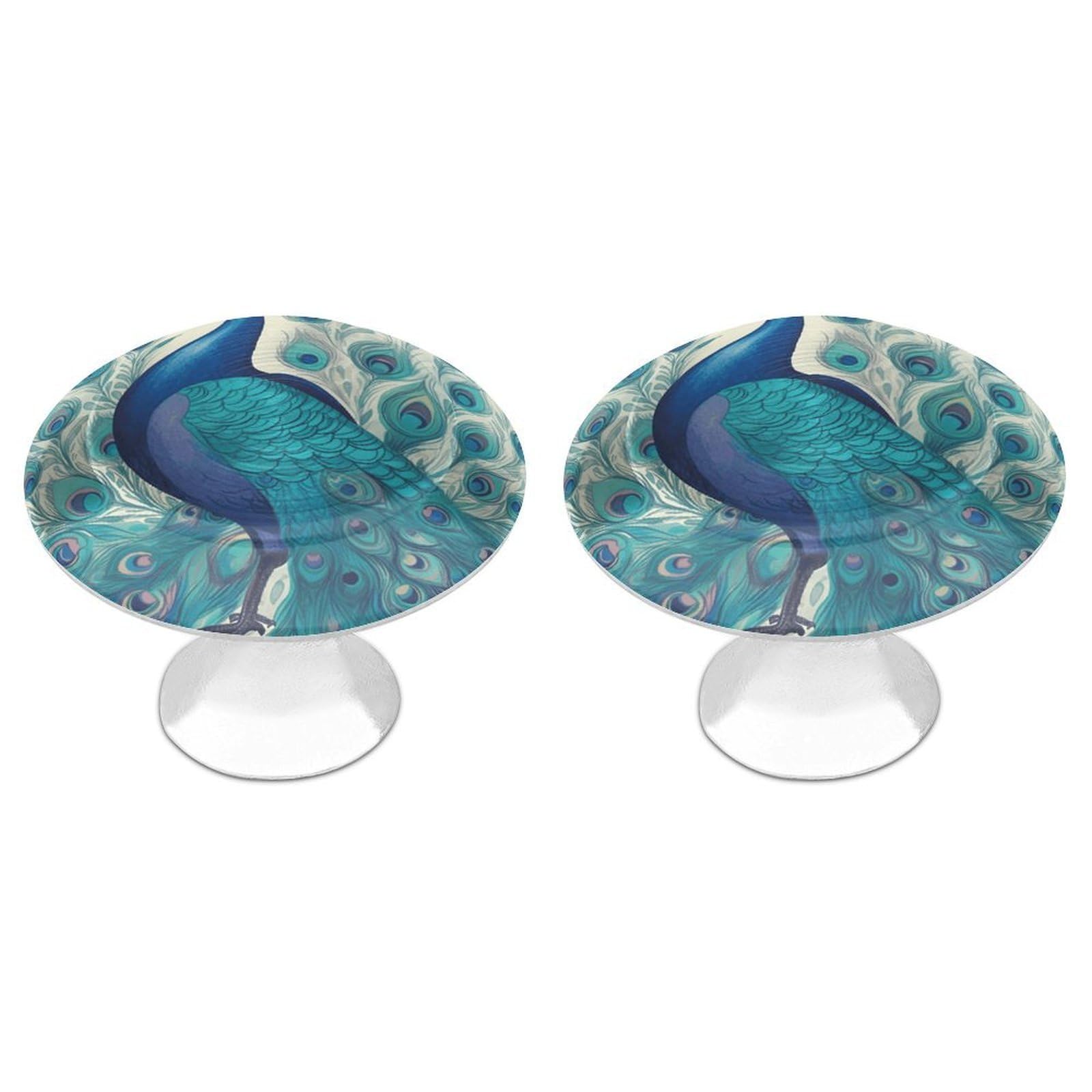 Vstadank Style Cute Peacock Cabinet Knobs Round Wardrobe Pulls Simple Drawer Handles With Screw Aluminum Alloy Closet Door Pull Modern Cabinet Hardware For Dresser Drawers 2 Pack