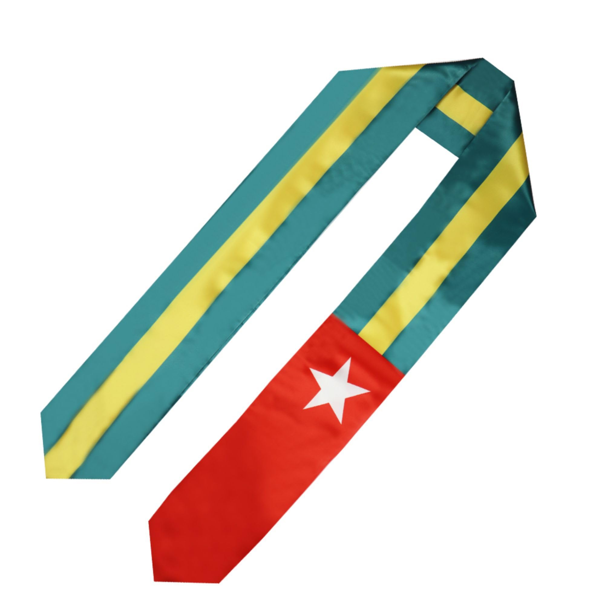 SNUWITH Togo Flag Graduation Sash/Stole/Scarf 180X13CM Double Sided for Study Aboard International Students Graduation Decoration Item Gift