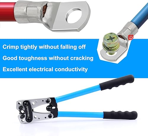 Miniatura 6 de Newdeli Herramienta de prensado de terminales de cable de batería 10-10 AWG con 60 terminales de anillo de cobre, juego de terminales de cable de 8