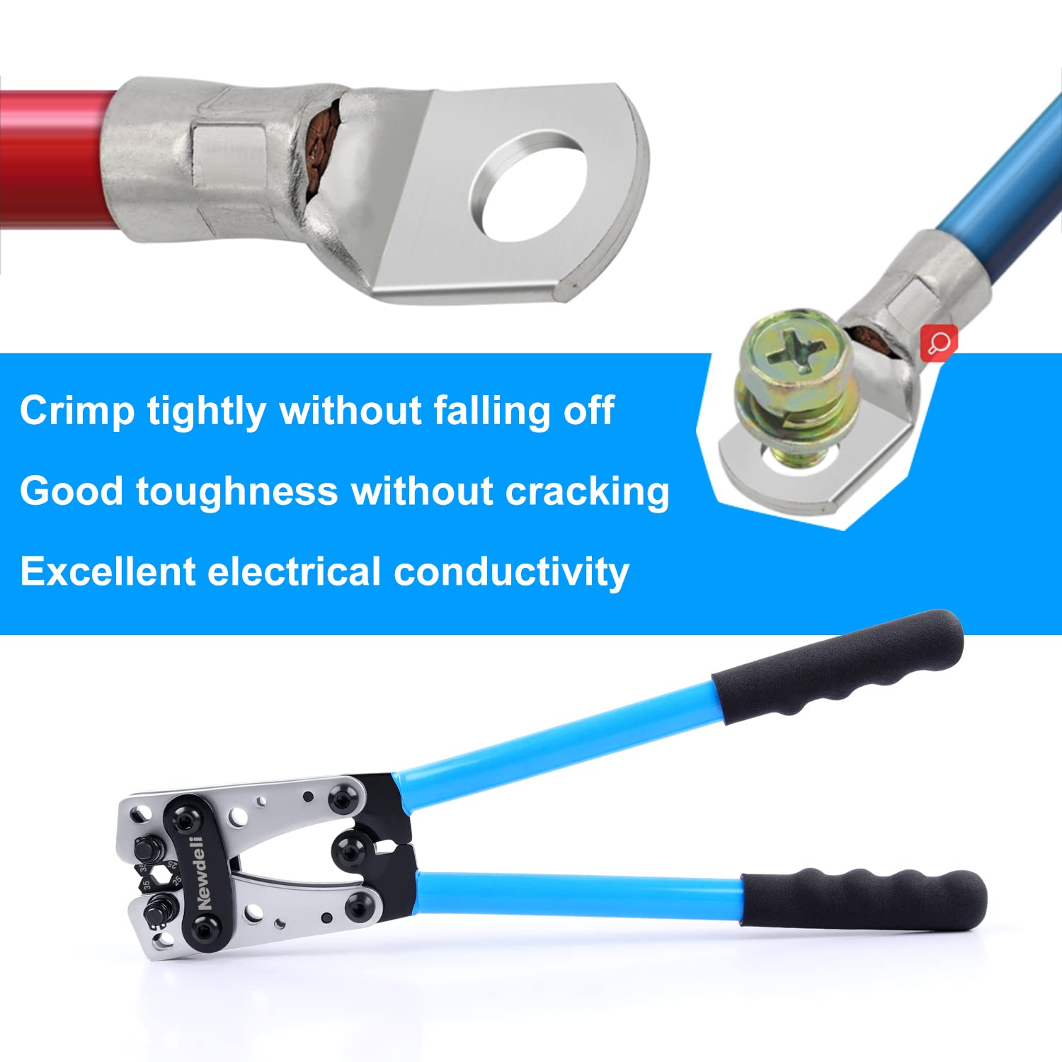 Pince À Sertir Pour Câble De Batterie 10-1 Awg Avec 8 Tailles