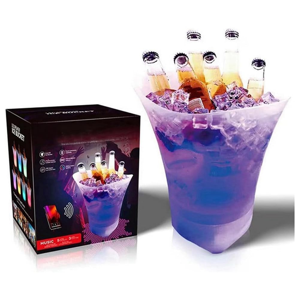 Aboiled LED Ice Bucket with Bluetooth Speaker Lighted Beverage Tub Portable Wine Chiller Cooler