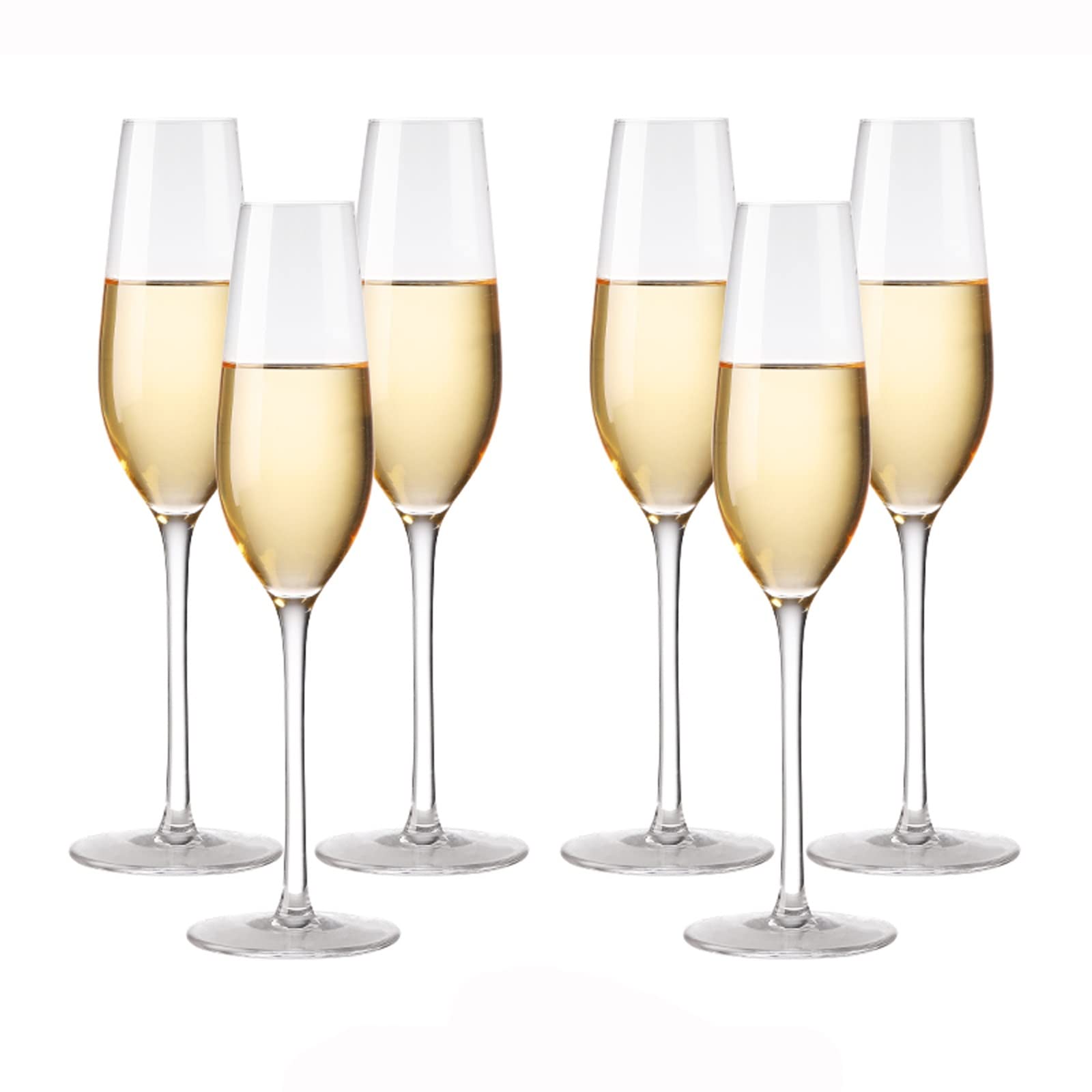 Copas de champán de cristal para el hogar juego de 6 piezas elegantes de flauta tamaño B