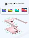 Zewwen Support pour ordinateur portable pour bureau, support pour ordinateur pliable ergonomique réglable avec chauffage-Vent, Riser pour ordinateur portatif en alliage d'aluminium compatible avec MacBook Air, Pro, Dell XPS, Samsung, 10-2016" (Rose Gold)