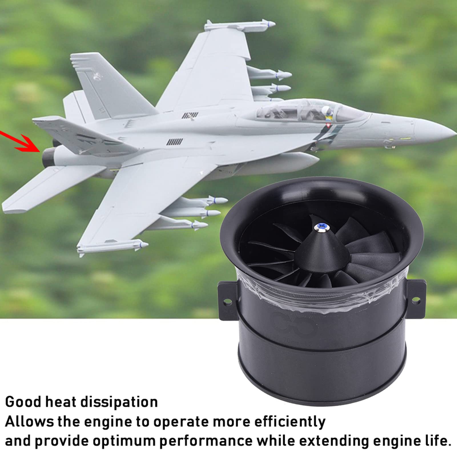 70 mm de 12 cuchillas de hélice con motor de arranque, hélice del ventilador del modelo de aeronave RC para piezas de aeronaves modelo RC KV3400 4S EDF 70 alcantarilla (KV3400 4S EDF 70 Rulta)