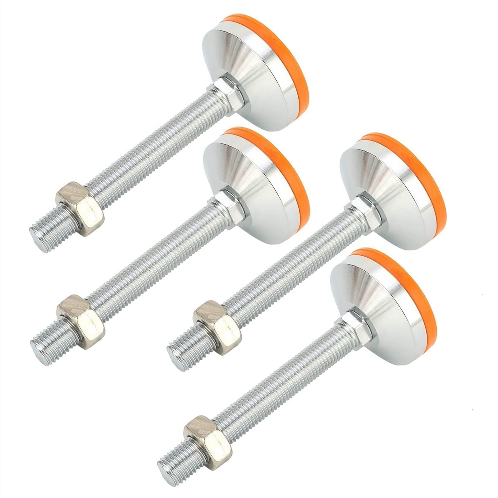 Kettel 4Pcs Carbon Steel Heavy Duty Leveling Screw Legs, M16 X 150Mm Thread Adjustable Feet Leveler For Workbench Machine, Rubber Cushion Bottom