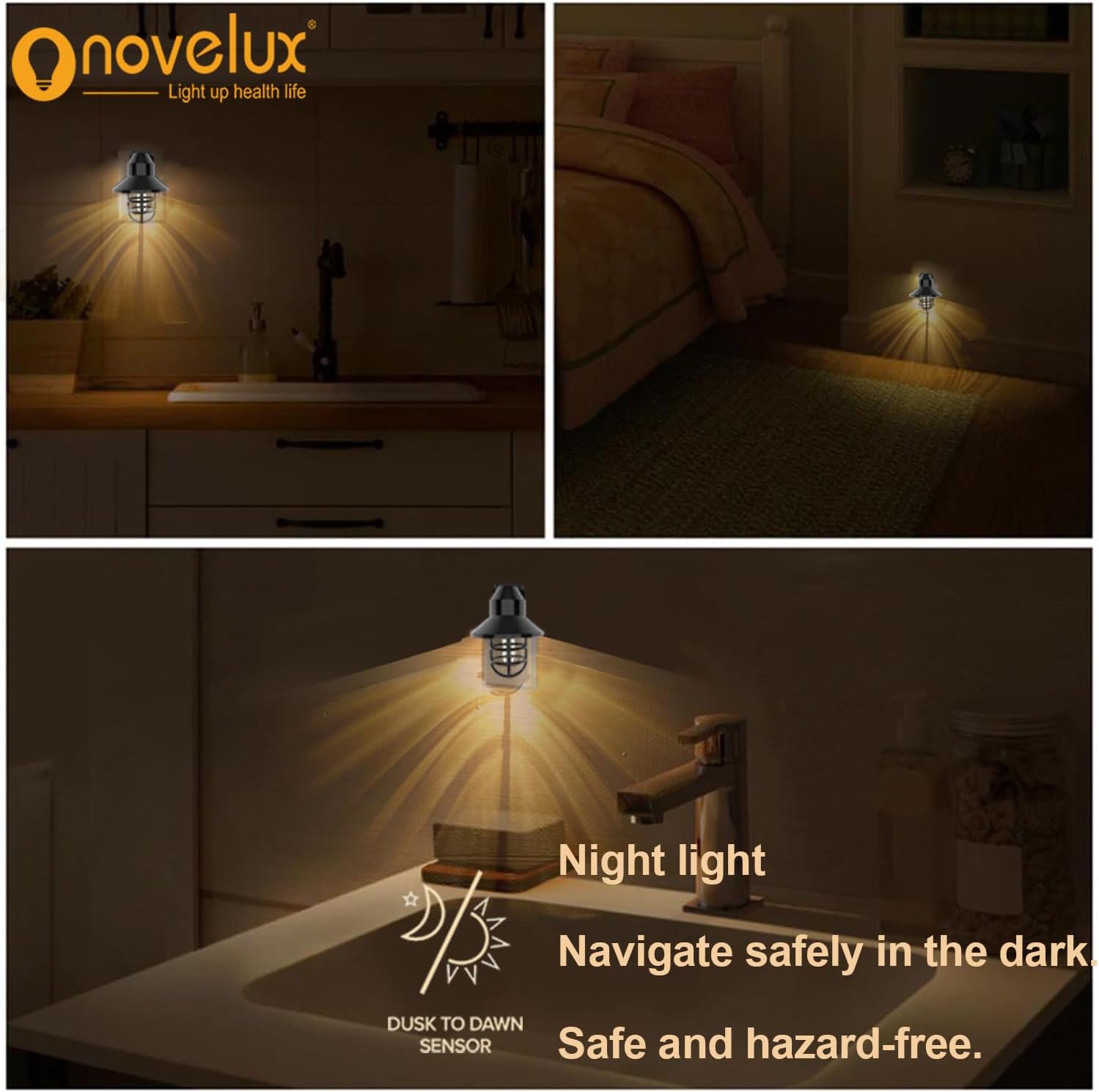 Night Lights Plug into Wall: ETL Night Lights 6 Pack with Dusk to Dawn - Vintage Rustick Farmhouse Night Light 2700K for Kitchen, Hallway, Bedroom, Bathroom Decor