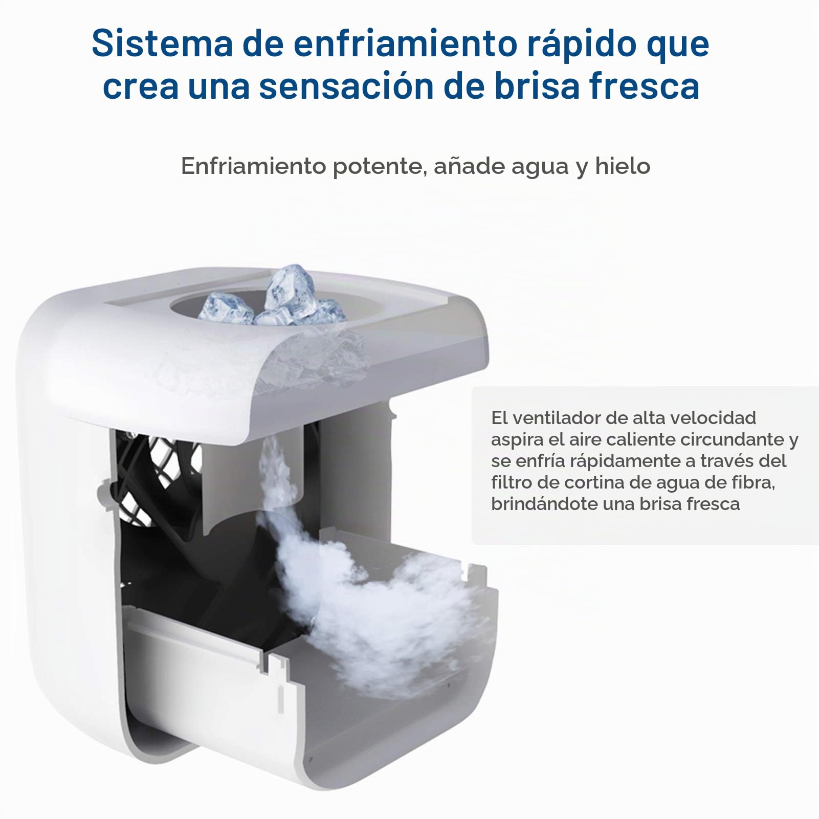 Mini Enfriador de Aire, Ventilador acondicionador portátil con función de filtración humidificador de refrigeración, 3 velocidades, luz nocturna, respetuoso con el medio ambiente, verano