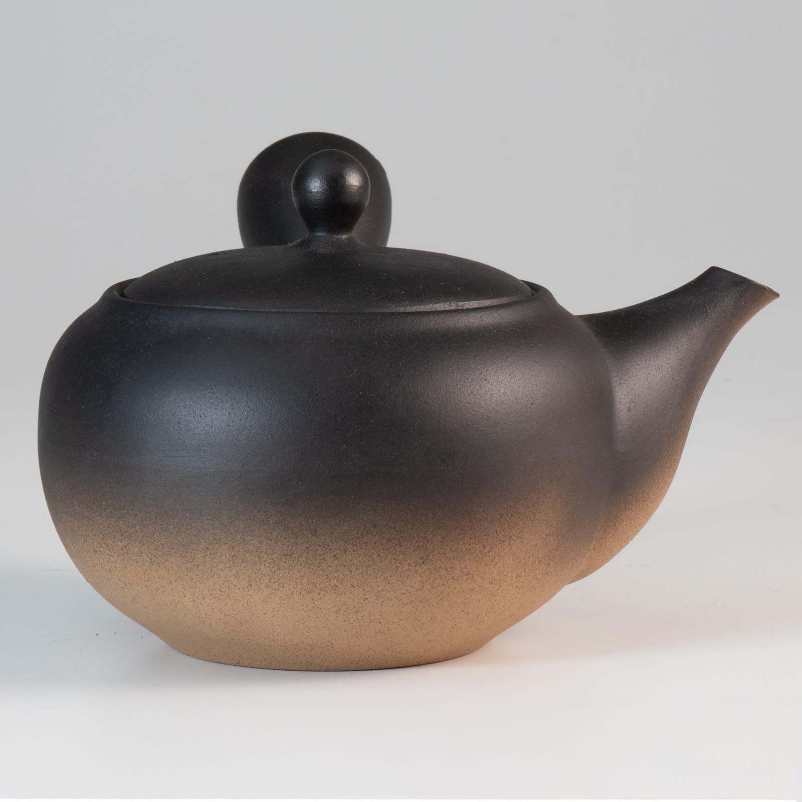 Asayu Japan Teiera Tradizionale Kyusu - 430 ml (14,5 fl.oz), Nero/Marrone, Made in Japan (Tokoname Yaki) - Per Tè Verde e Cerimonia del Tè
