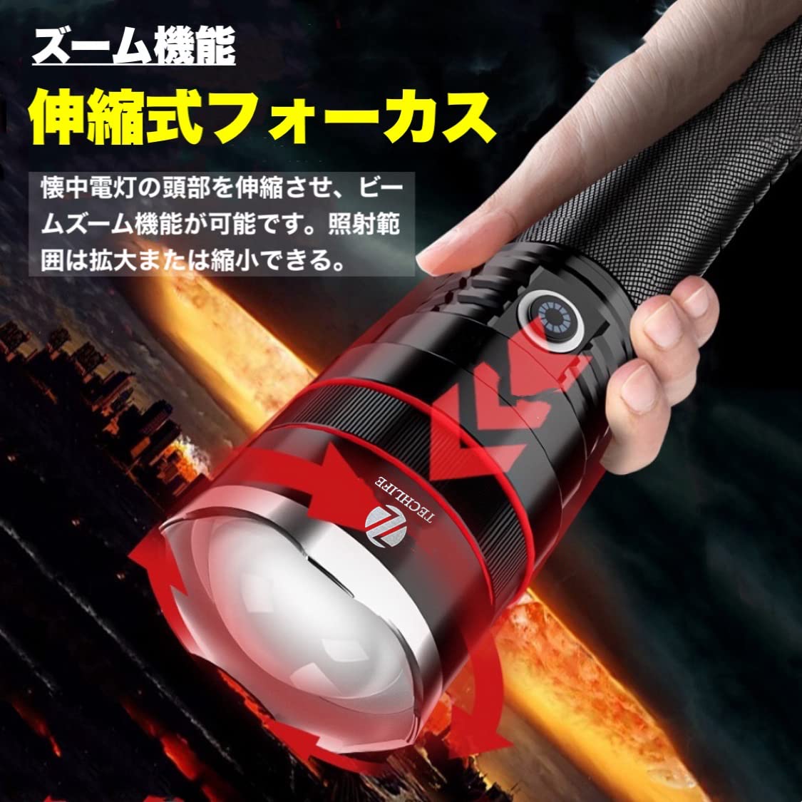 Amazon.co.jp: LED懐中電灯 超強力 超高輝度軍用 最強 ハンディライト