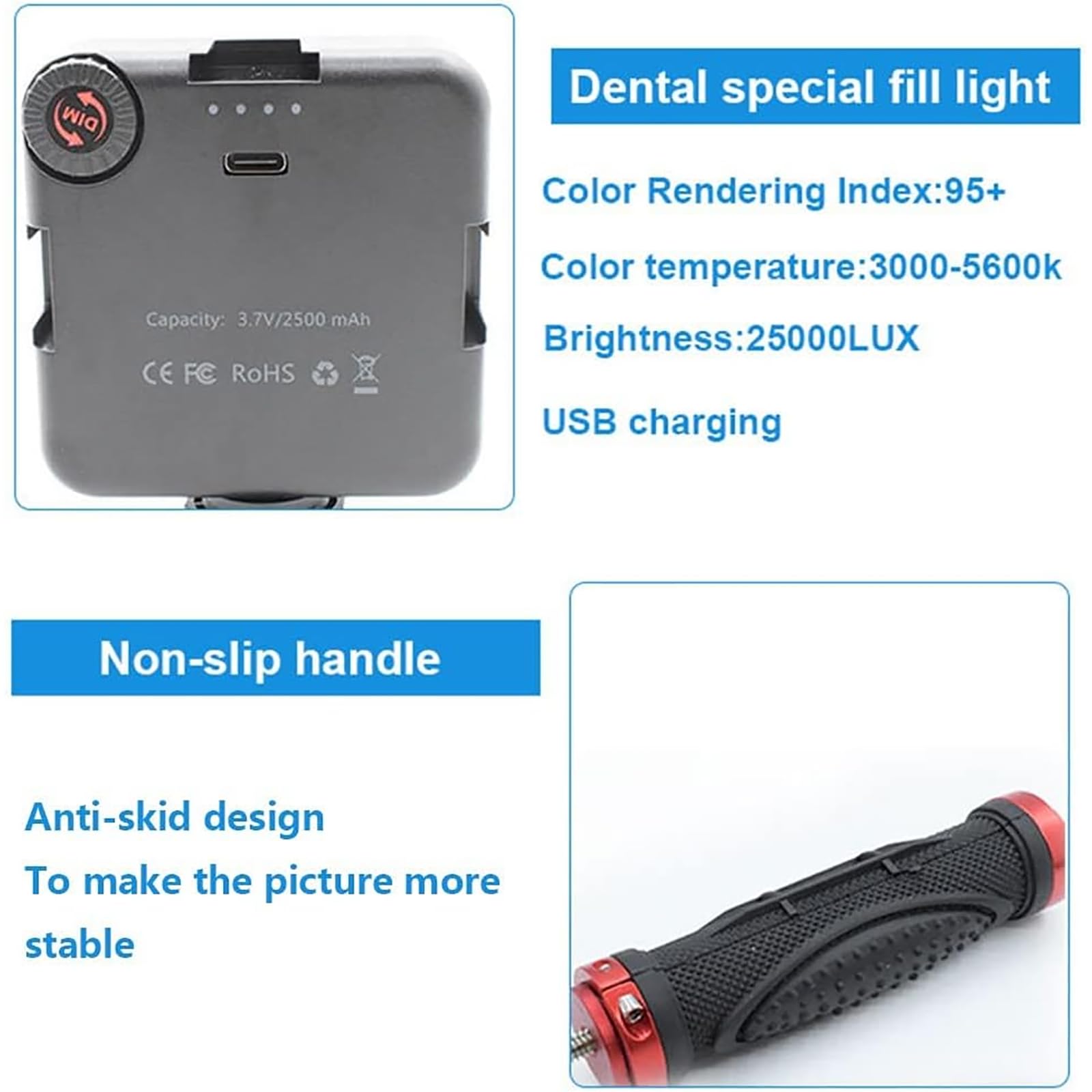 Cámara de fotografía dental con luz de relleno ajustable y soporte extraíble para imágenes orales claras en odontología clínica