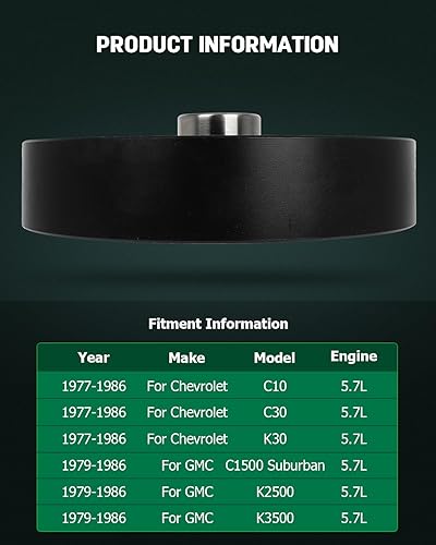 Miniatura 3 de SCITOO 594-006 Polea de cigüeñal equilibrador armónico se adapta a 1977-1986 para Chevrolet C10 1977-1986 para Chevrolet C10 Suburban 1984 para