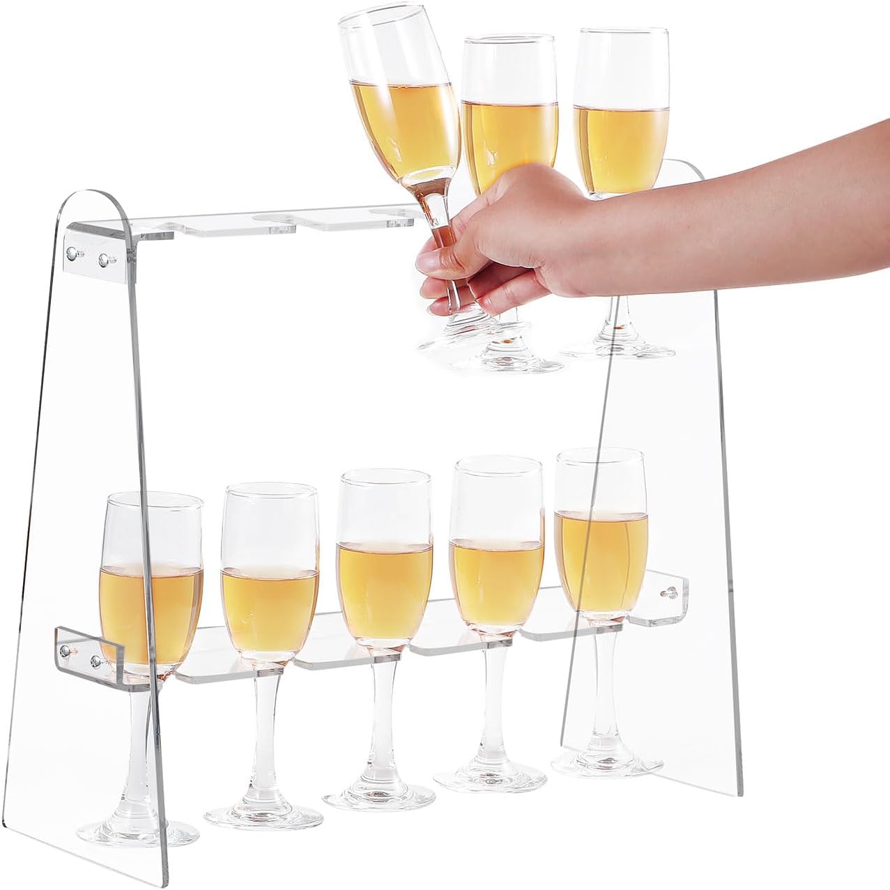 MyGift 2 Tier Modern Premium Clear Acrylic Champagne Flute