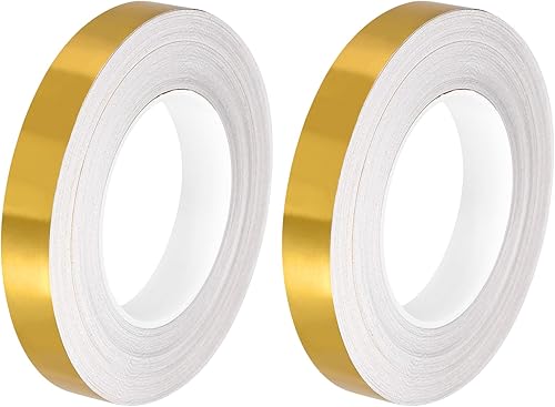 uxcell 2 calcomanías autoadhesivas de papel de aluminio de 0.79 pulgadas x 164 pies para decoración de huecos, tiras de cinta de sellado de huecos,