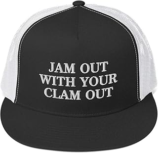 Jam Out with Your Clam Out Hat (Embroidered Trucker Cap) Black/White