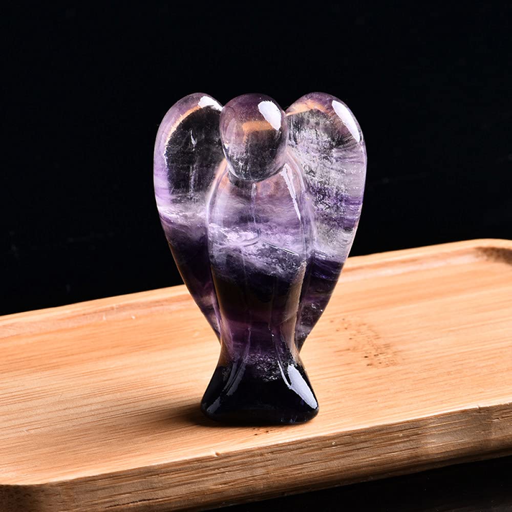 Ángel guardián de fluorita natural figura de cristal para decoración de parejas y hogar