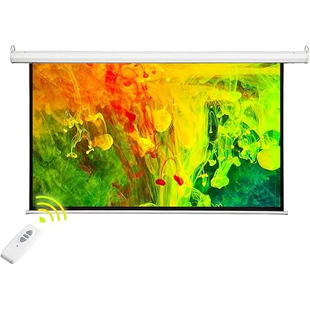 Famgizmo 16:9 84" Electric Motorised Projector Movie Screen | Full HD/3D 4K Matt White | TV DVD Home Cinema | Wired Panel & Remote Control | Meeting School Home Theater Cinema Indoor