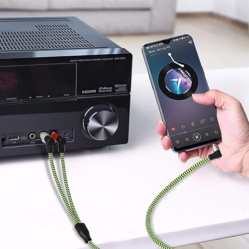 Miniatura 6 de Cable de audio de 3.5 mm a 2 RCA, adaptador auxiliar, cable divisor estéreo, cable auxiliar RCA en Y para smartphone, altavoces, tableta, televisión