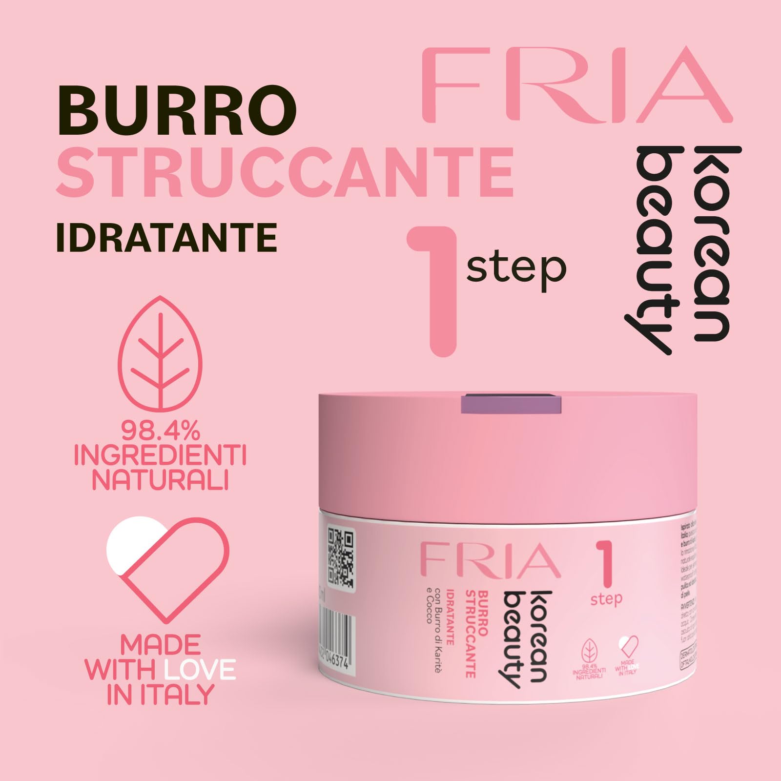 Fria Korean Beauty Burro Struccante Idratante con Burro di Karité e Cocco, Rimuove il Trucco Waterproof, Testato su Occhi e Pelli Sensibili, Delicato su Occhi e Ciglia, Confezione da 80ml