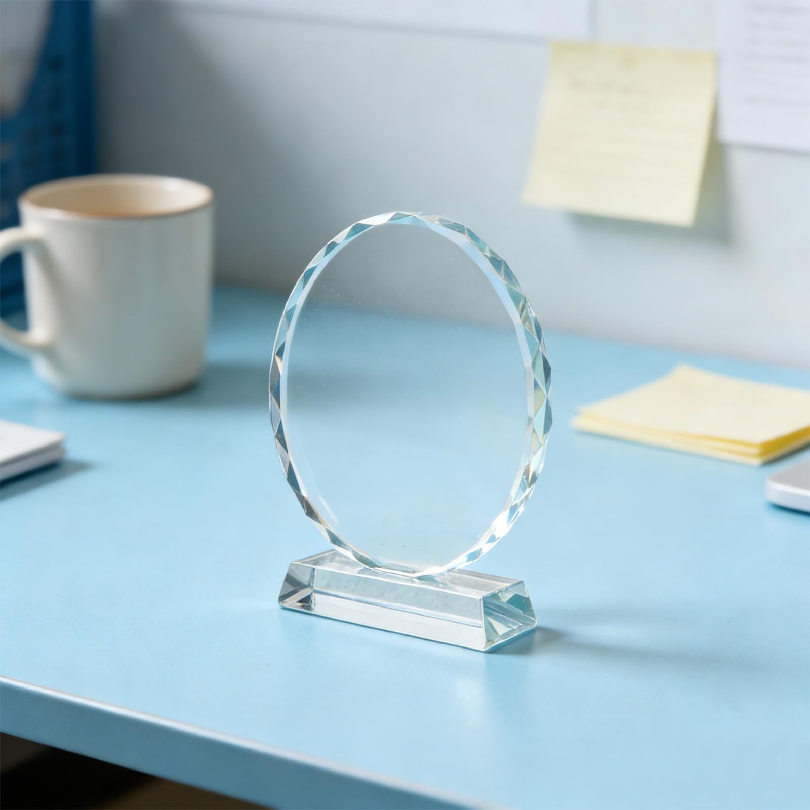 Toyvian Trofeo de Cristal de Premio de Logro en Forma de Girasol, Placa de Cristal Transparente Octogonal 16 Cm, Trofeo para Reconocimiento Laboral y Ceremonia de Jubilación, Adorno