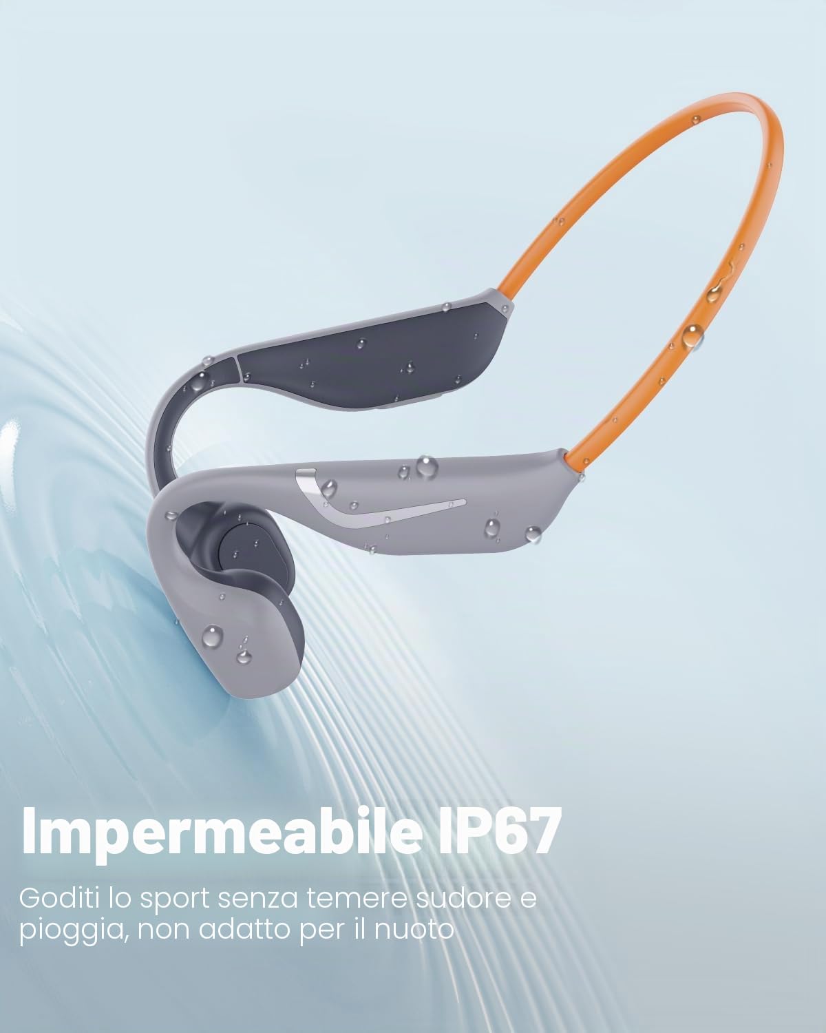 MONODEAL Cuffie Conduzione Ossea Bluetooth 5.3, 20 Ore di Riproduzione, IP67 Sport Impermeabili Wireless Auricolari Open Ear per Corsa Camminata Fitness