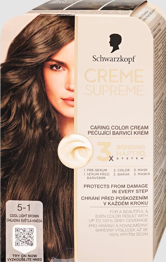 Schwarzkopf CREME SUPREME Hair dye 5-1 Cool Light Brown, Pack of 3