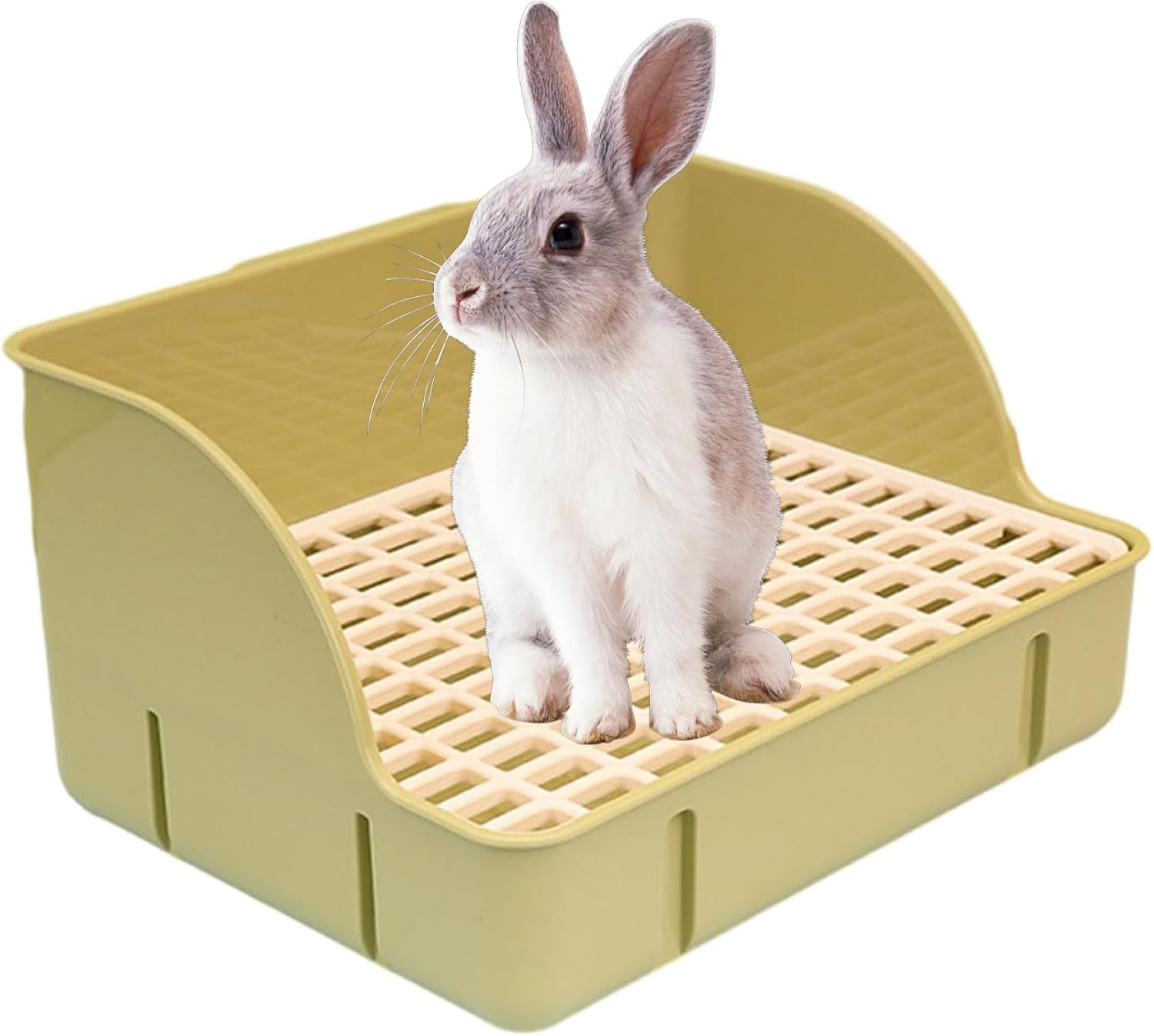 BUNNY Garbage Box Rabbit Garbage Box Splash Proof Rabbit Cat Litter Tray Large Bed Pan Plastic Mesh Corner Toilet for Guinea Pigs Chinchillas and Hamsters