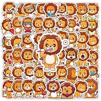 50 Pcs Lion Stickers Waterproof Cute Animals Stickers for Laptop Water Bottle Computer Scrapbook Skateboard Bike Car Phone Luggage,Vinyl Aesthetic Cartoon Forest Lion Sticker for Adults Boys