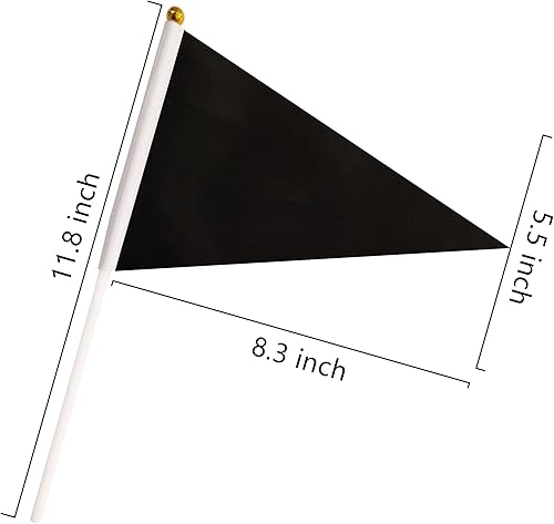 Miniatura 6 de Paquete de 25 banderines negros pequeños, mini banderines de mano de color sólido en palos, celebración de eventos de fiesta, escuela, gran