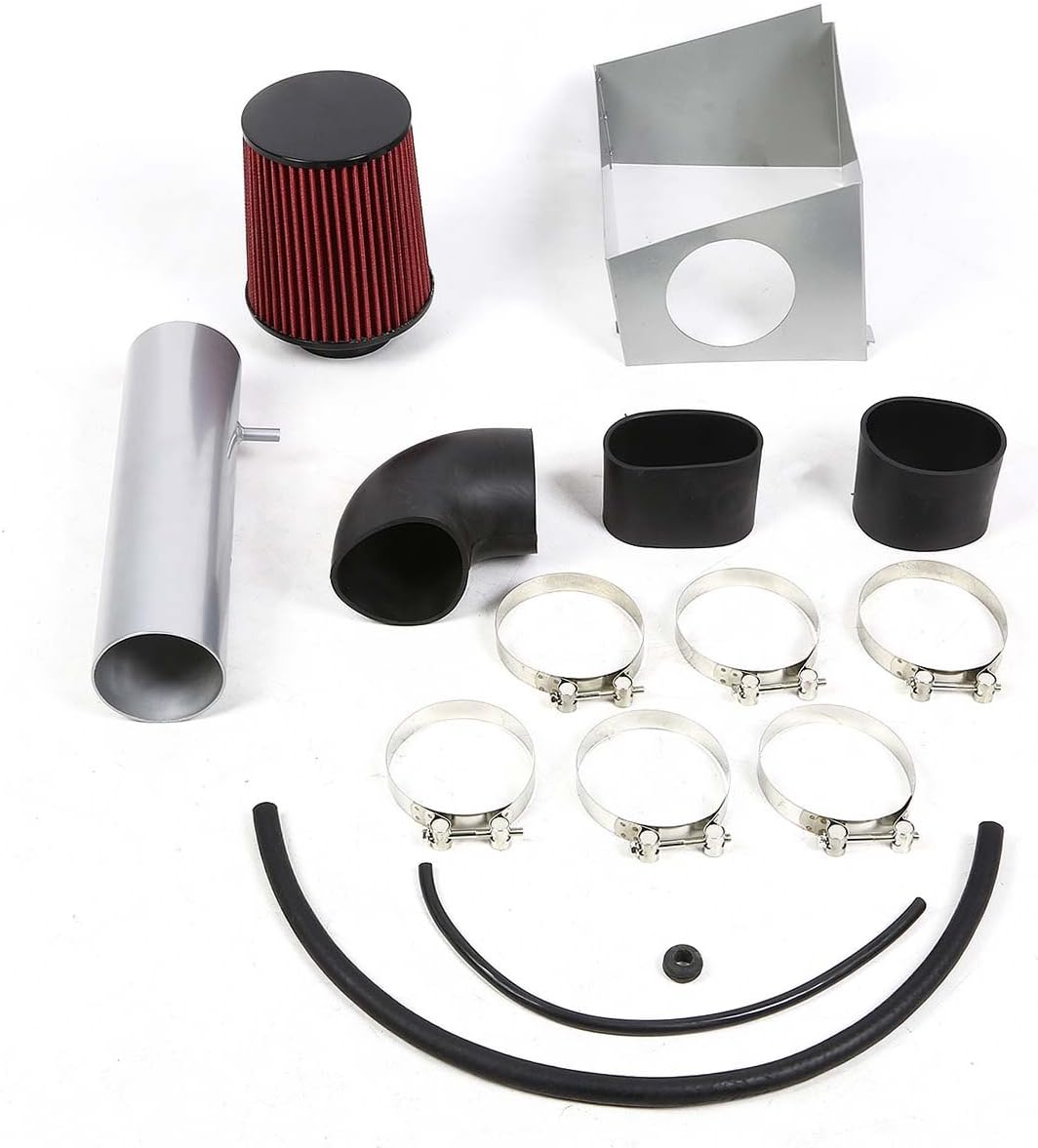 DNAMotoring AIP-2-HS-JGC0661L-SLSL Cold Air Intake System and Heat Shield