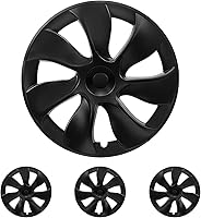 Vista 1 de KAVANIC 4 piezas de cubierta de rueda Compatible con Tesla Model Y 19 pulgadas 2020-2024 ABS tapacubos estilo cuchilla negro mate Compatible