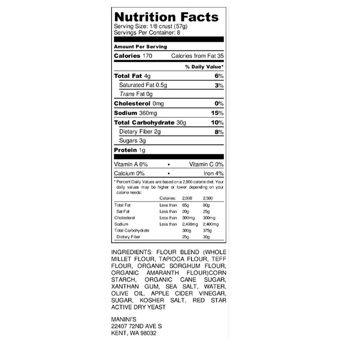 Maninis Pizza Dough Ball Gf, 16 Oz