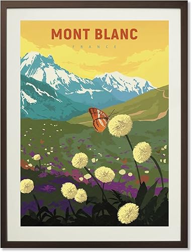 Francia Mont Blanc - Pósteres de viaje vintage de todo el mundo, impresión artística de pared, pintura, regalo, calcomanías para decoración del