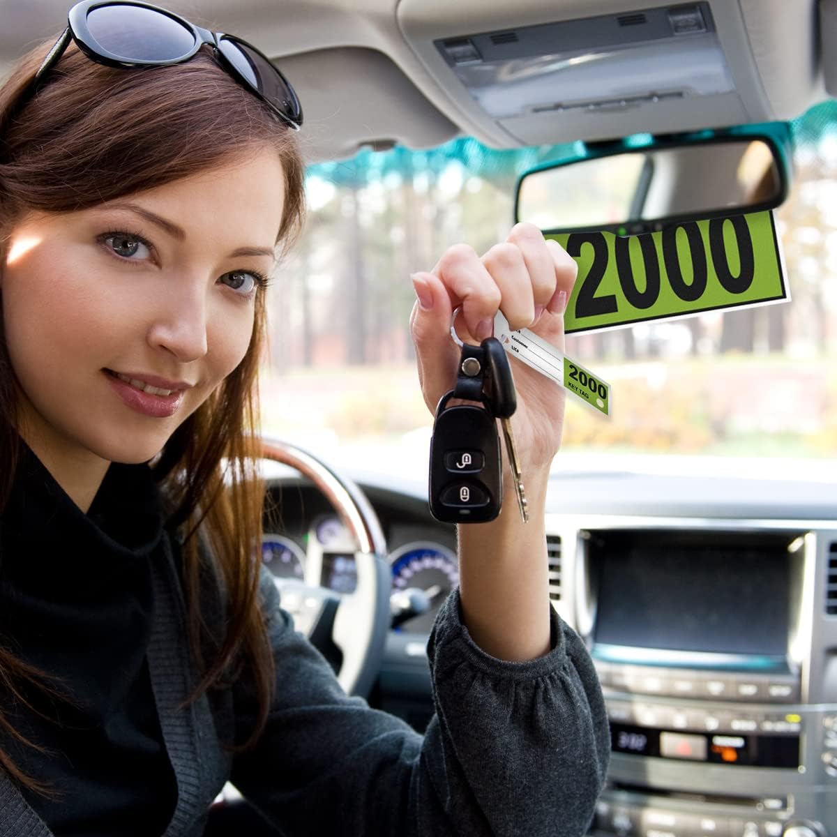 Versa-Tags 1000 Light Green Car Dealer Service Hang Tags Service Dispatch Numbers, Service Department Numbered Key Tags for Mechanic Repair Shop 3 Part Key Ring - Light Green (2000-2999)