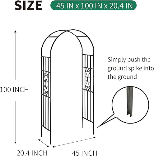 Miniatura 5 de SCENDOR Arcos de jardín, cenadores curvados de metal duradero, plantas de hierro enrejado, uso para jardín al aire libre, cenador, plantas