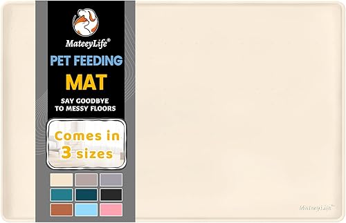 MateeyLife Tapete de silicona para comida para gatos y perros para pisos, impermeable, antideslizante para alimentos y agua, tapete de alimentación